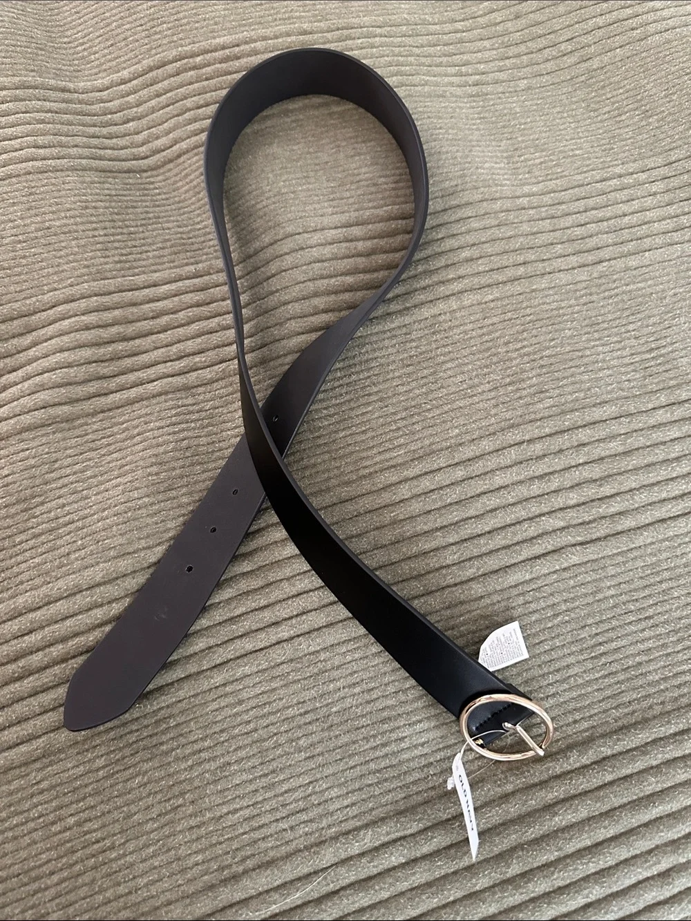 Women's Black Leather Belt with Gold Buckle